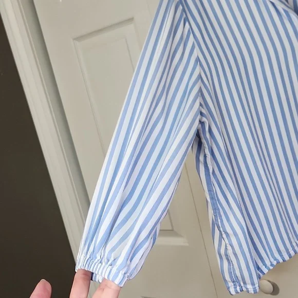 beachlunchlounge Blue and White Striped Button‎ Down Shirt Size XL Beach Boxy - Picture 4 of 10